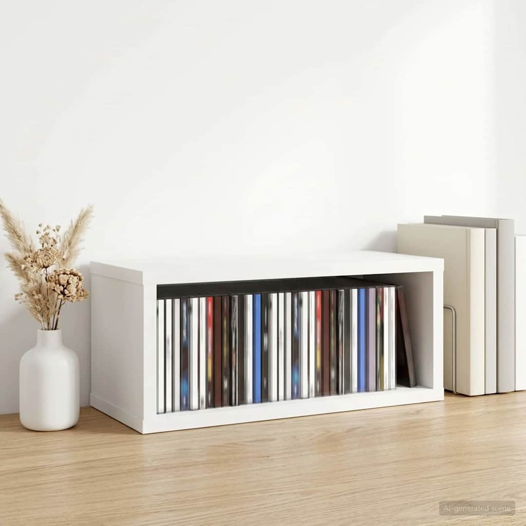 Ράφι Αποθήκευσης CDs Λευκό 40 x 17 x 17 εκ. Επεξεργασμένο Ξύλο - Pakobazaar
