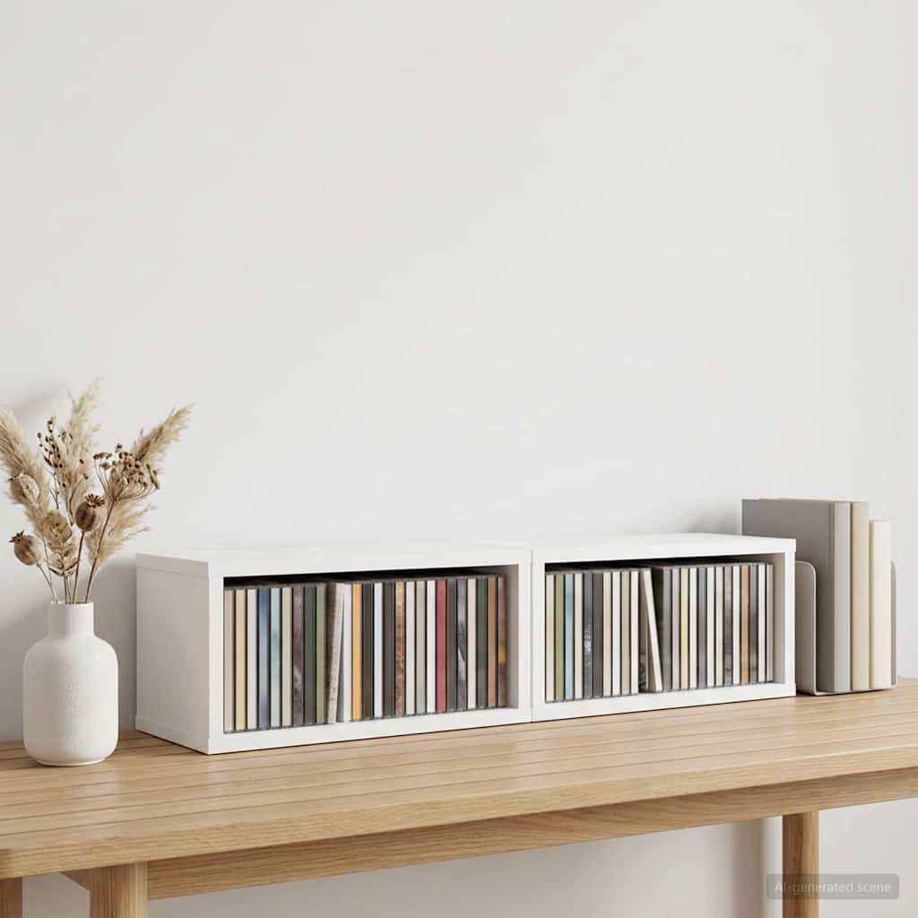 Ράφι Αποθήκευσης CDs 2 τμχ. Λευκό 40 x 17 x 17 εκ.