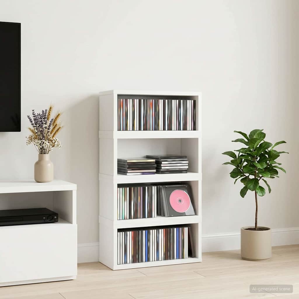 Ράφι Αποθήκευσης CDs 4 τμχ. Λευκό 40 x 17 x 17 εκ. - Pakobazaar