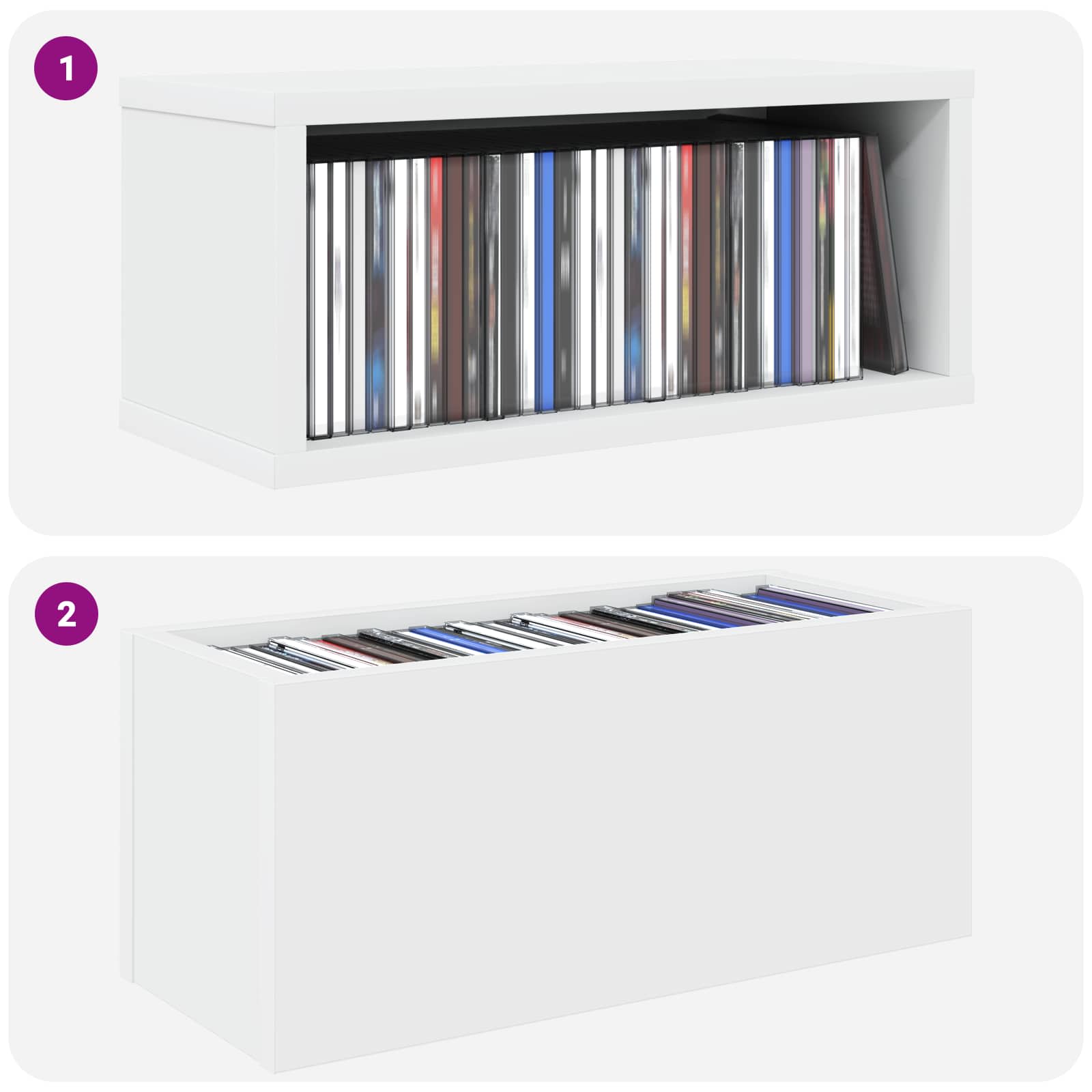 Ράφι Αποθήκευσης CDs 4 τμχ. Λευκό 40 x 17 x 17 εκ. - Pakobazaar