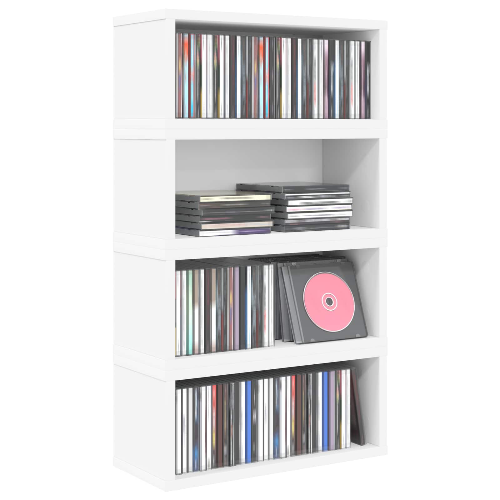 Ράφι Αποθήκευσης CDs 4 τμχ. Λευκό 40 x 17 x 17 εκ. - Pakobazaar