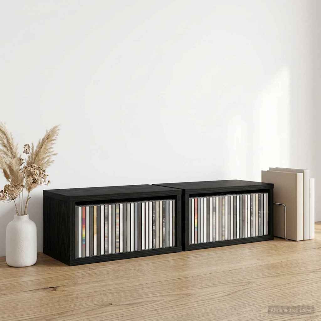 Ράφι Αποθήκευσης CDs 2 τμχ. Μαύρη Δρυς 40 x 17 x 17 εκ. - Pakobazaar