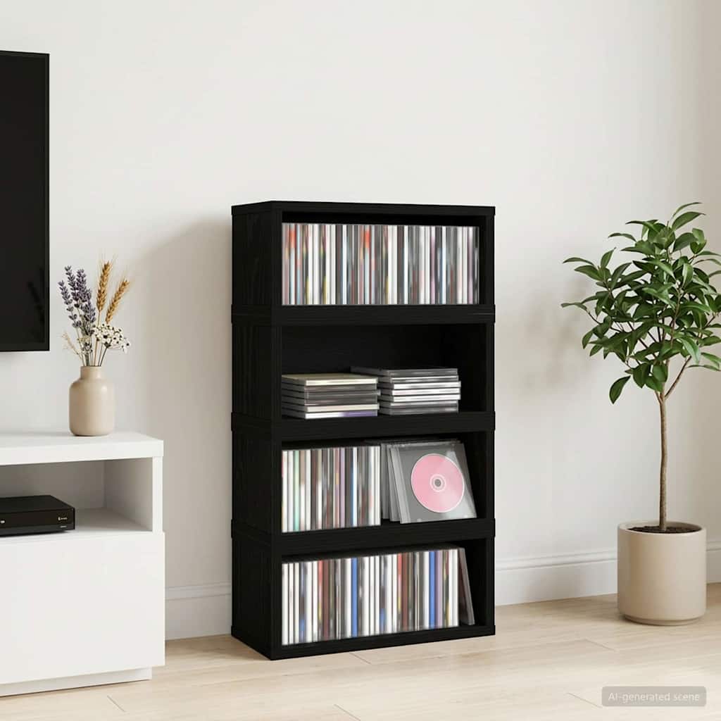 Ράφι Αποθήκευσης CDs 4 τμχ. Μαύρη Δρυς 40 x 17 x 17 εκ. - Pakobazaar