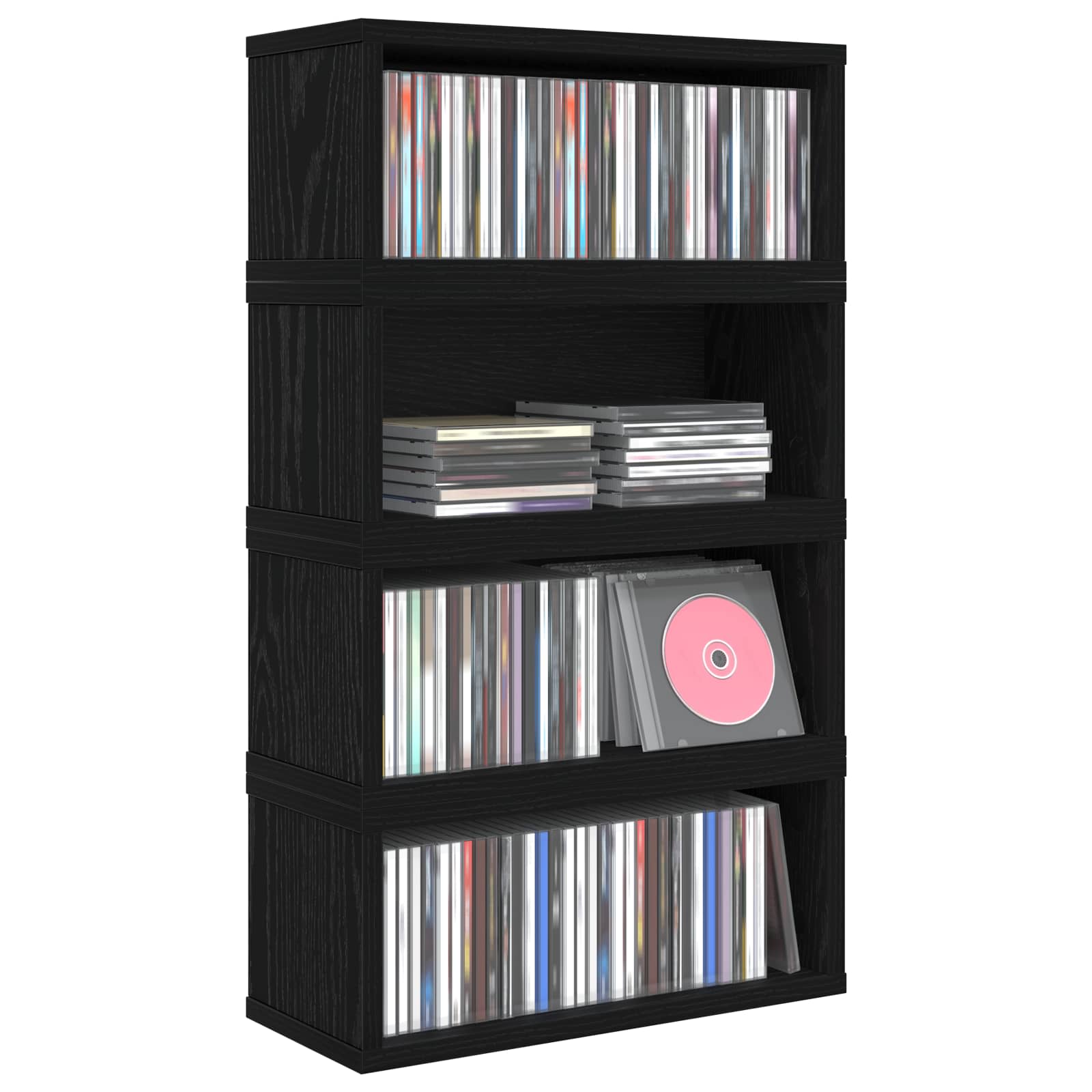 Ράφι Αποθήκευσης CDs 4 τμχ. Μαύρη Δρυς 40 x 17 x 17 εκ. - Pakobazaar