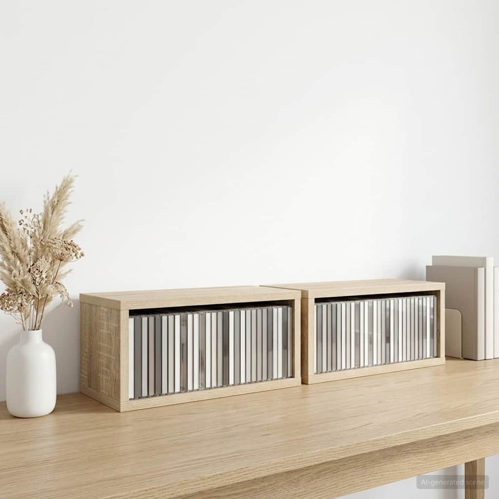 Ράφι Αποθήκευσης CDs 2 τμχ. Sonoma Δρυς 40 x 17 x 17 εκ. - Pakobazaar