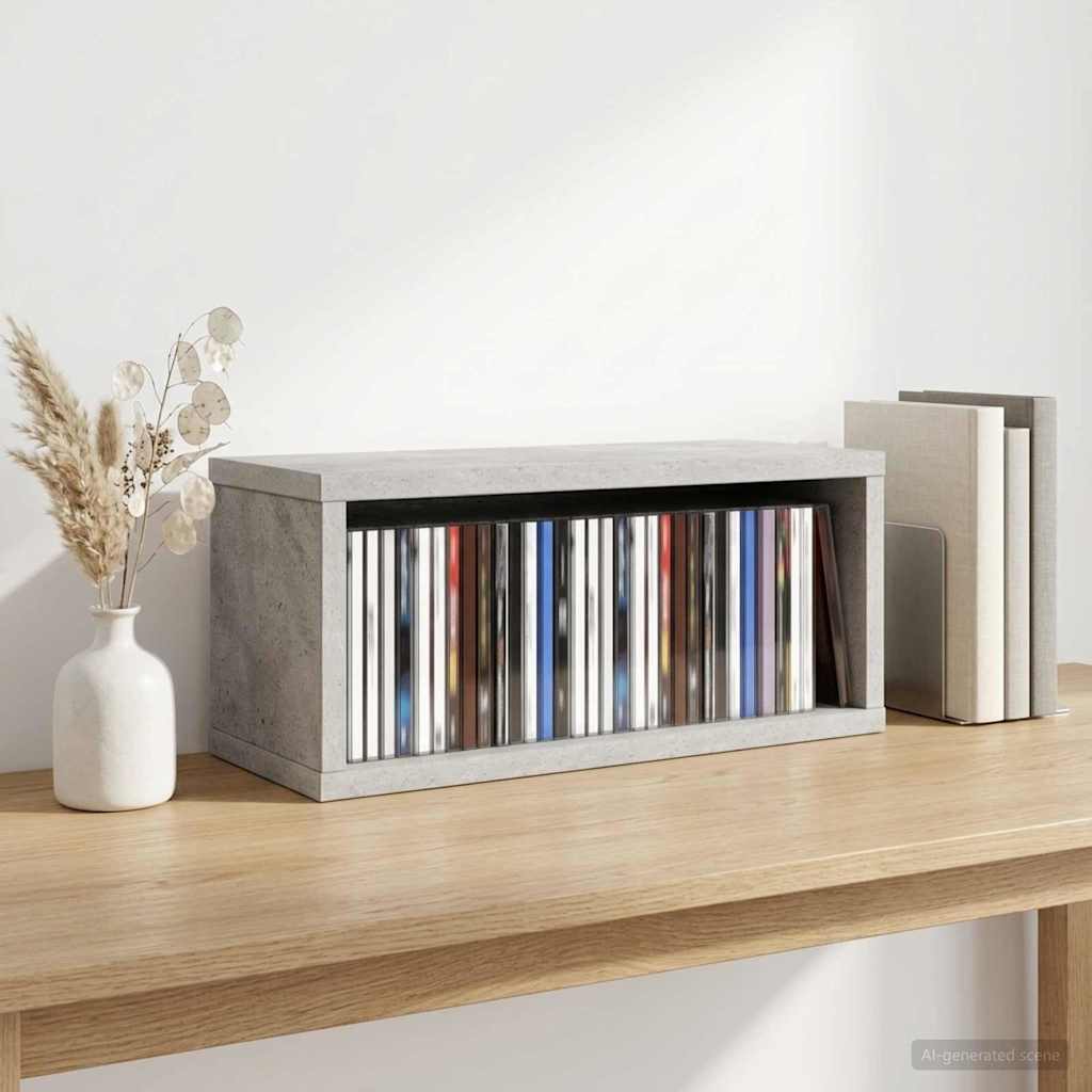 Ράφι Αποθήκευσης CDs Γκρι Σκυροδέματος 40 x 17 x 17 εκ.
