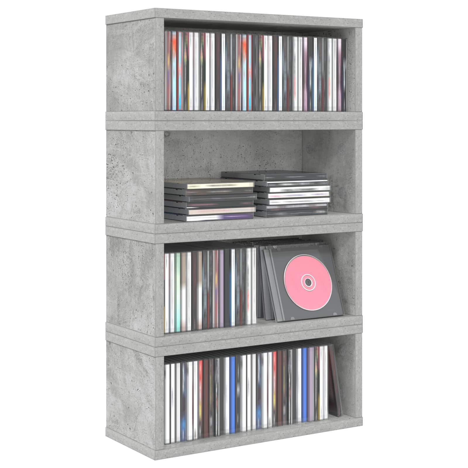 Ράφι Αποθήκευσης CDs 4 τμχ. Γκρι Σκυροδέματος 40 x 17 x 17 εκ. - Pakobazaar