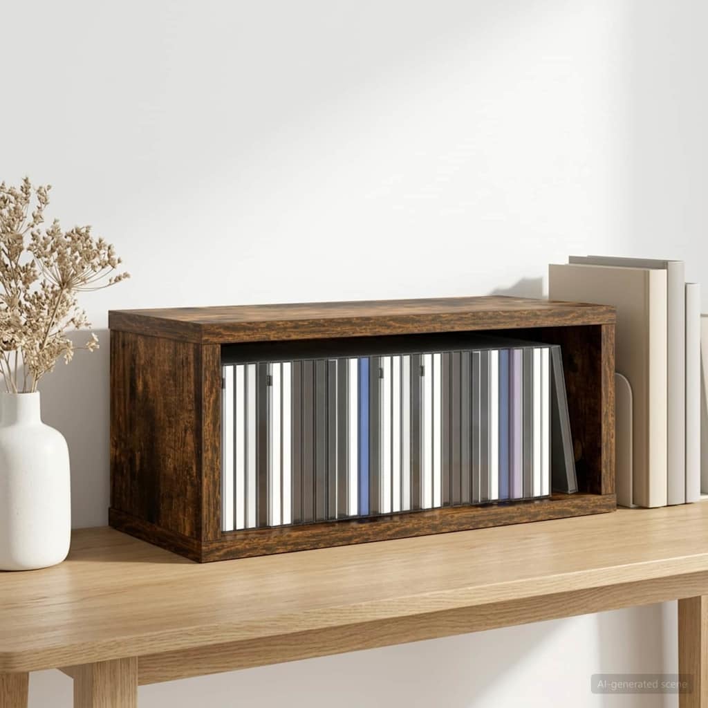 Ράφι Αποθήκευσης CDs Καπνισμένο Ξύλο Δρυός 40 x 17 x 17 εκ. - Pakobazaar