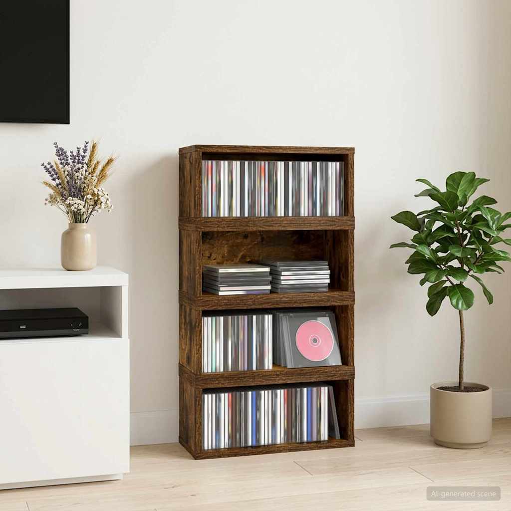 Ράφι Αποθήκευσης CDs 4 τμχ. Καπνισμένο Ξύλο Δρυός - Pakobazaar