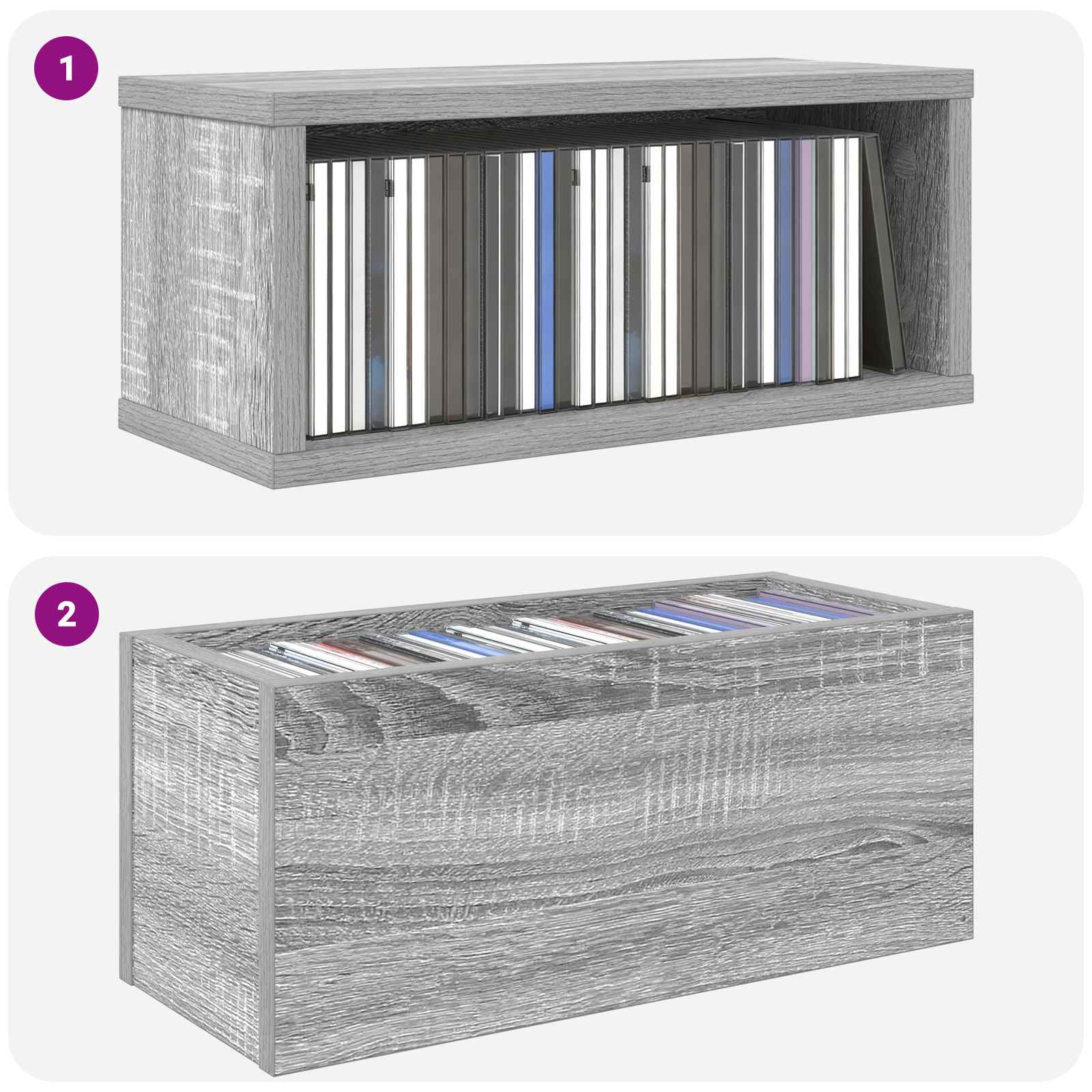 Ράφι Αποθήκευσης CDs Γκρι Sonoma 40 x 17 x 17 εκ. - Pakobazaar