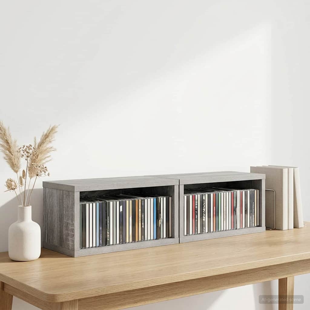 Ράφι Αποθήκευσης CDs 2 τμχ. Γκρι Sonoma 40 x 17 x 17 εκ.