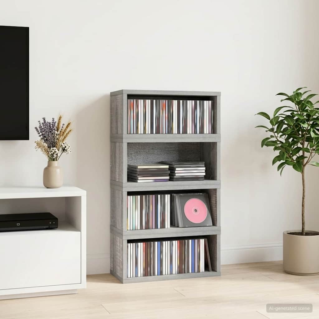 Ράφι Αποθήκευσης CDs 4 τμχ. Γκρι Sonoma 40 x 17 x 17 εκ.