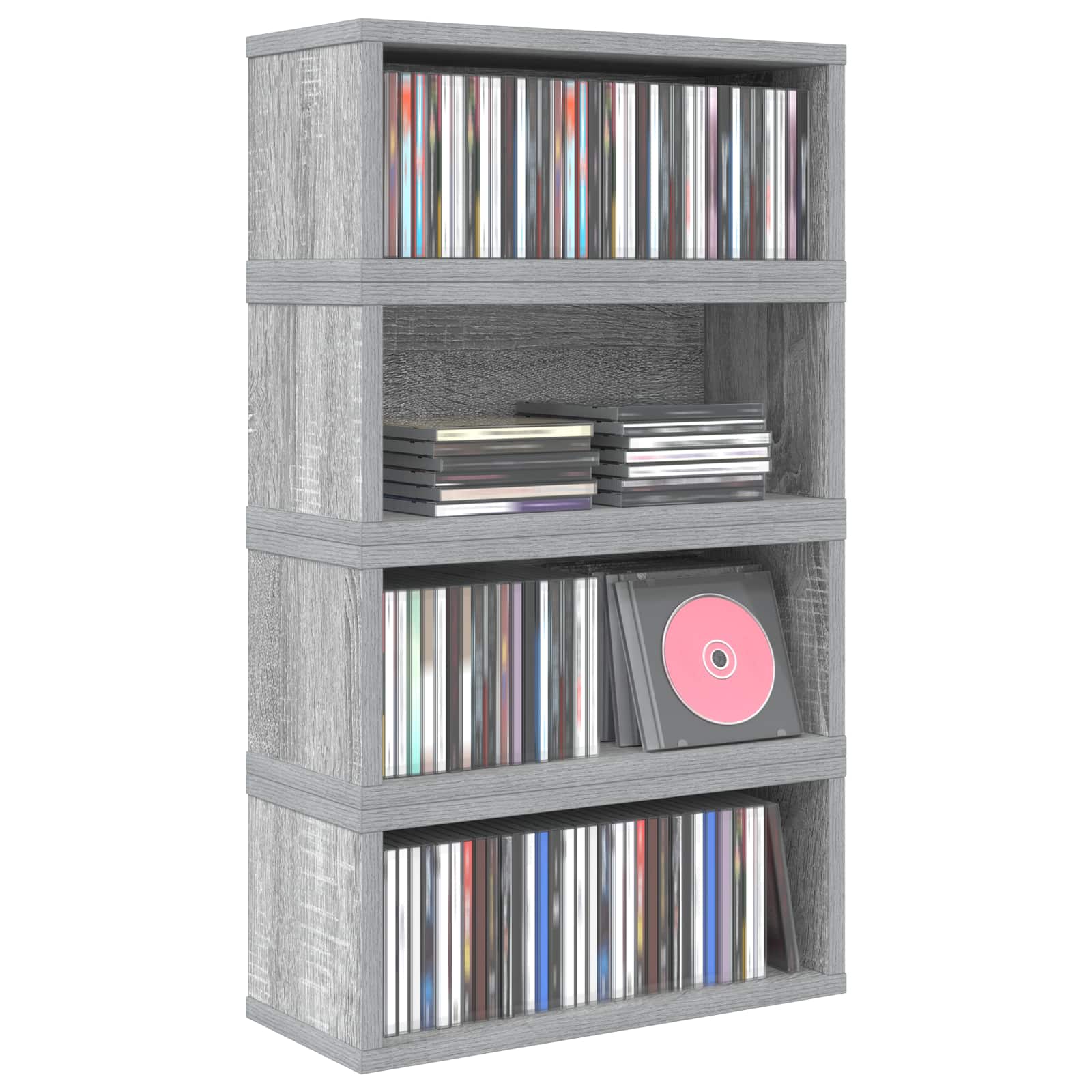 Ράφι Αποθήκευσης CDs 4 τμχ. Γκρι Sonoma 40 x 17 x 17 εκ.