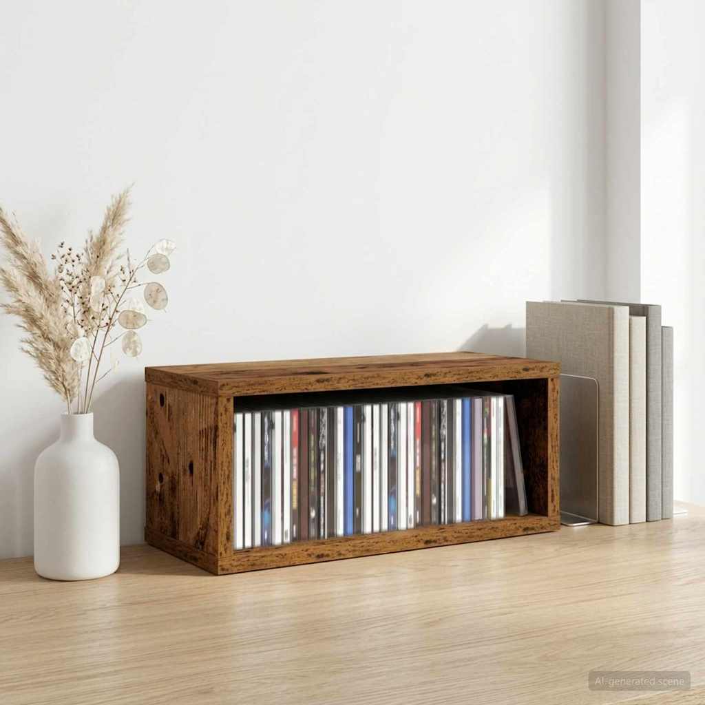 Ράφι Αποθήκευσης CDs Παλαιωμένο ξύλο 40 x 17 x 17 εκ.