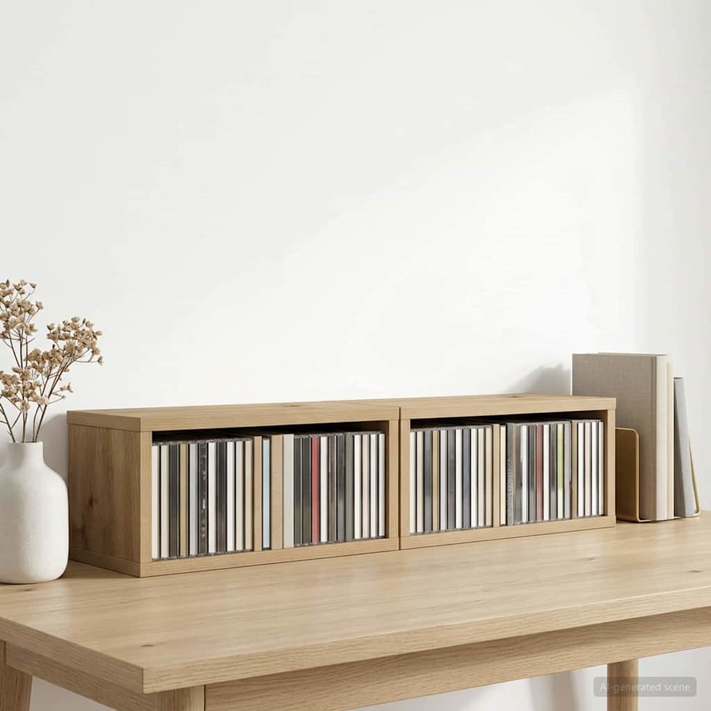Ράφι Αποθήκευσης CDs 2 τμχ. Artisan Δρυς 40 x 17 x 17 εκ. - Pakobazaar