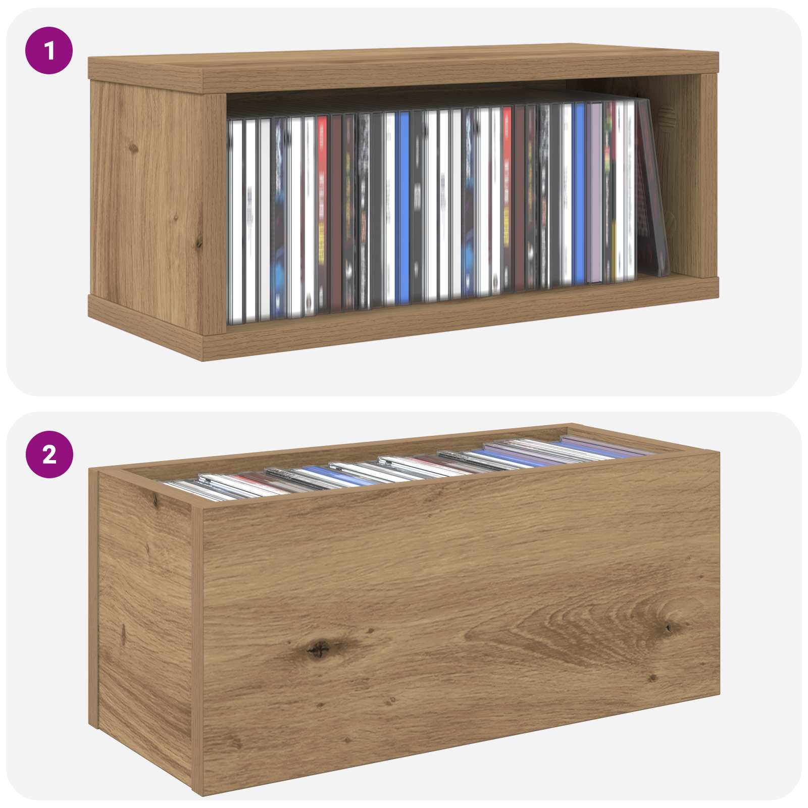 Ράφι Αποθήκευσης CDs 2 τμχ. Artisan Δρυς 40 x 17 x 17 εκ. - Pakobazaar