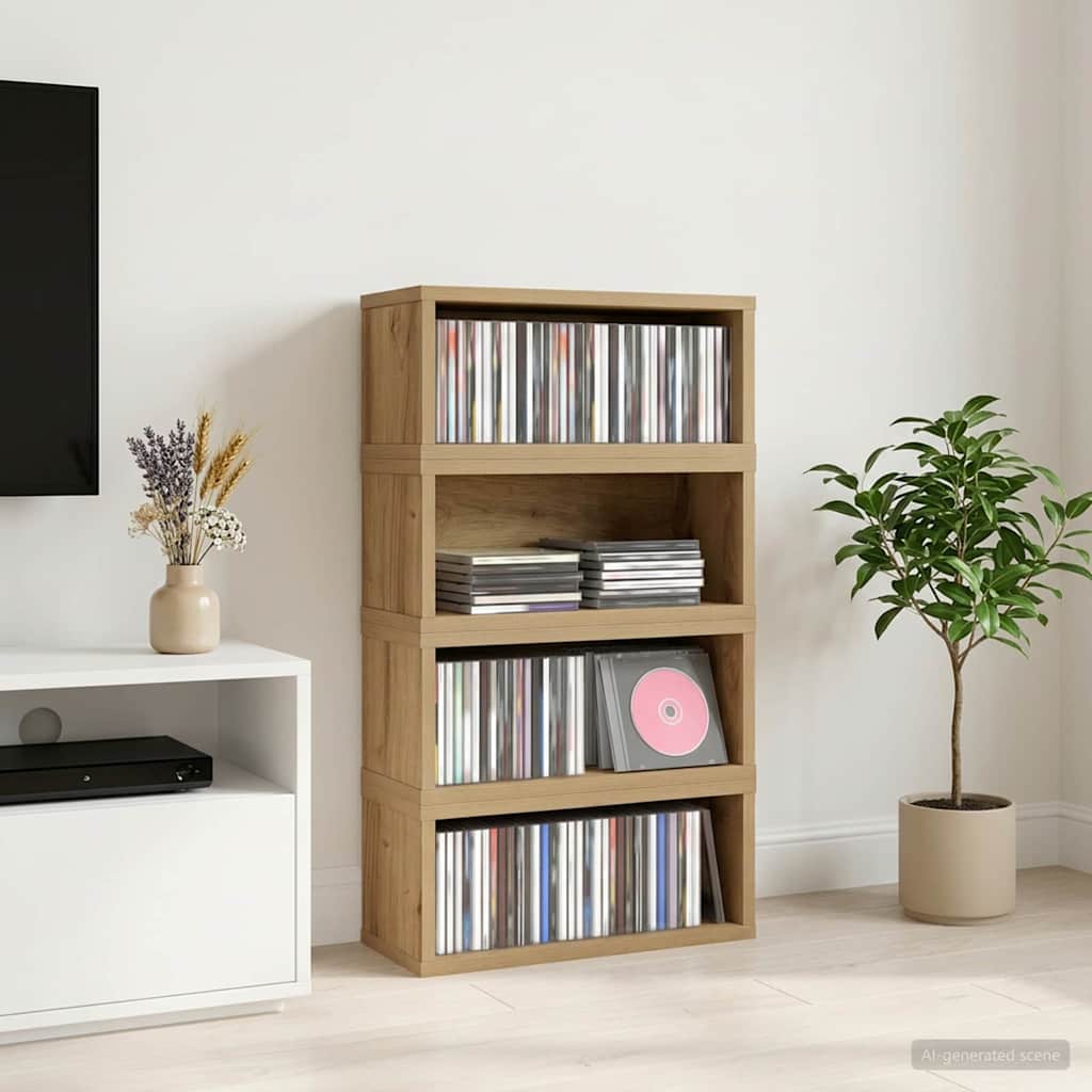 Ράφι Αποθήκευσης CDs 4 τμχ. Artisan Δρυς 40 x 17 x 17 εκ. - Pakobazaar