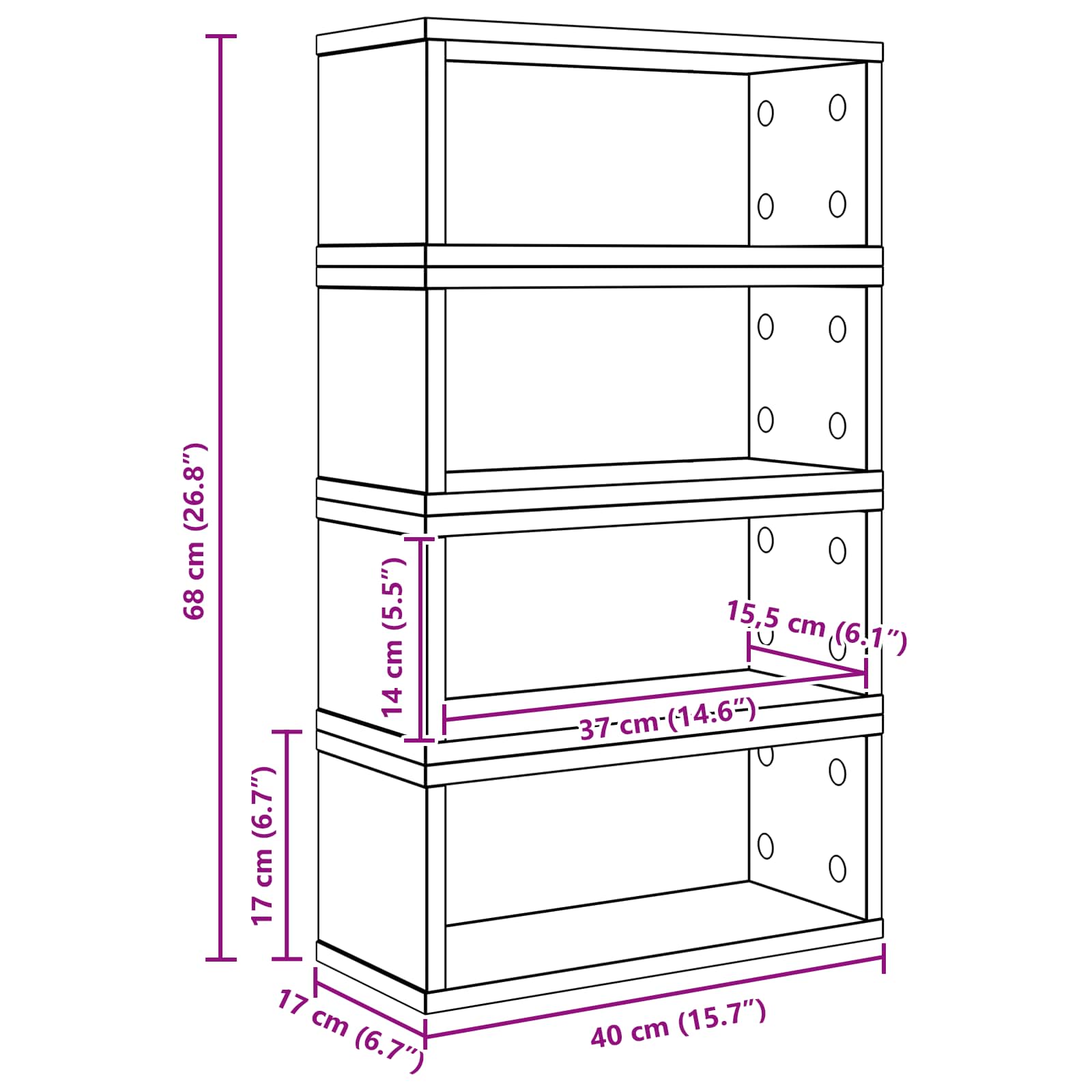 Ράφι Αποθήκευσης CDs 4 τμχ. Artisan Δρυς 40 x 17 x 17 εκ. - Pakobazaar