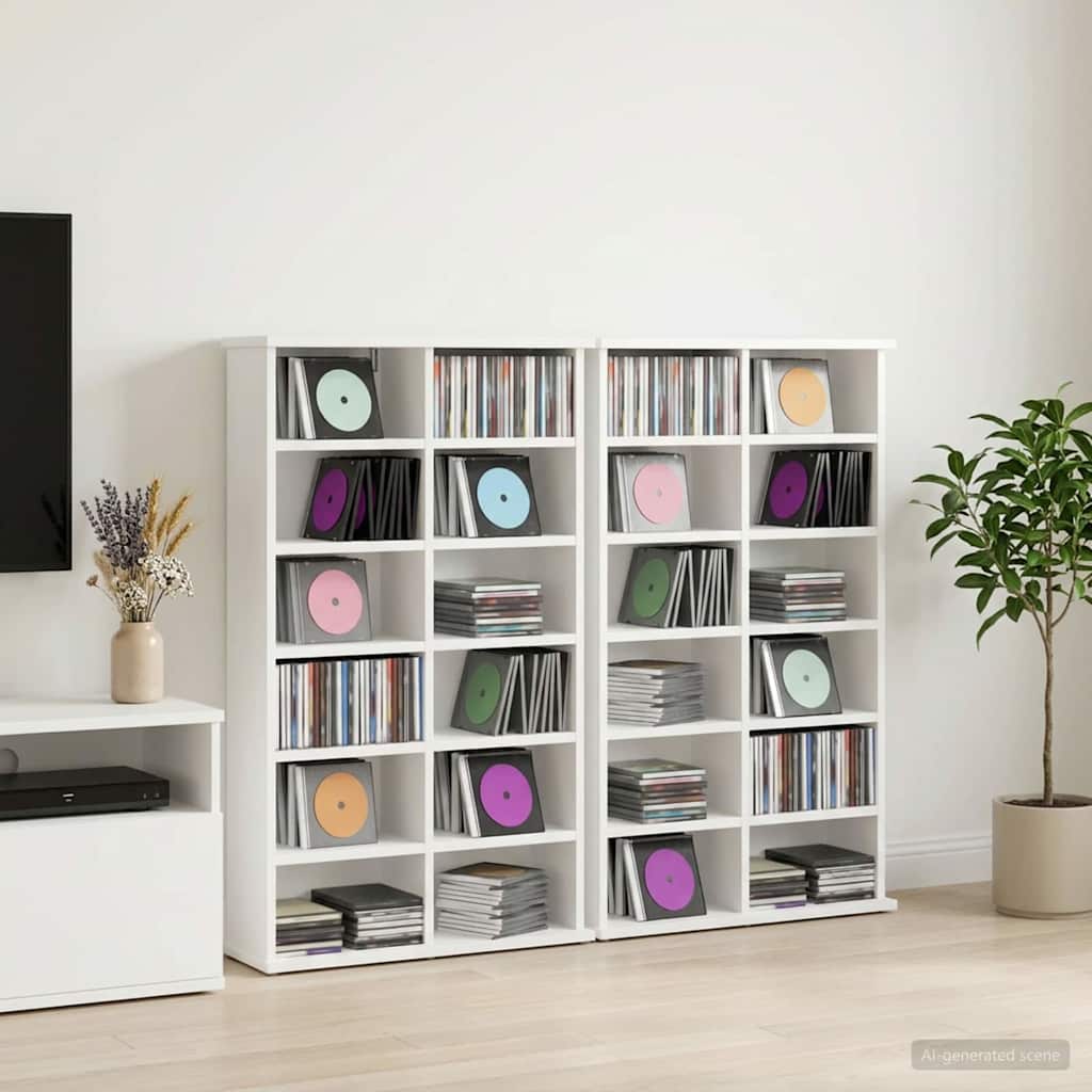 Ντουλάπα CD 2 τμχ. Λευκό 60 x 17 x 92 εκ. Επεξεργασμένο Ξύλο