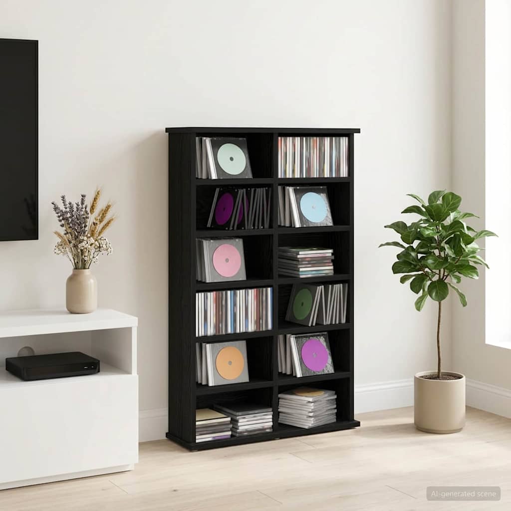 Ντουλάπα CD Μαύρη Δρυς 60 x 17 x 92 εκ. Επεξεργασμένο Ξύλο - Pakobazaar