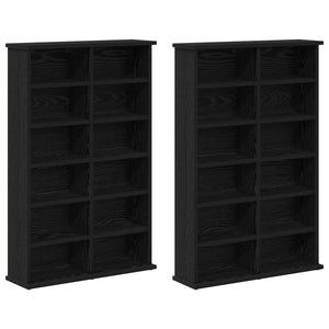 Ντουλάπα CD 2 τμχ. Μαύρη Δρυς 60 x 17 x 92 εκ.