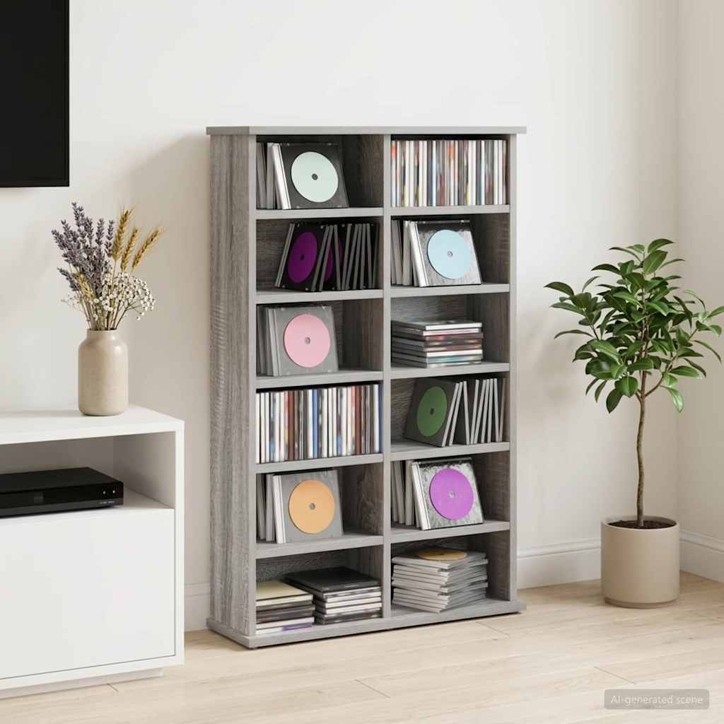 Ντουλάπα CD Γκρι Sonoma 60 x 17 x 92 εκ. Επεξεργασμένο Ξύλο