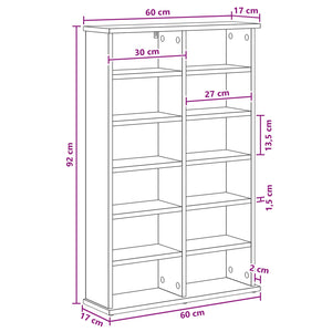 Ντουλάπα CD Γκρι Sonoma 60 x 17 x 92 εκ. Επεξεργασμένο Ξύλο