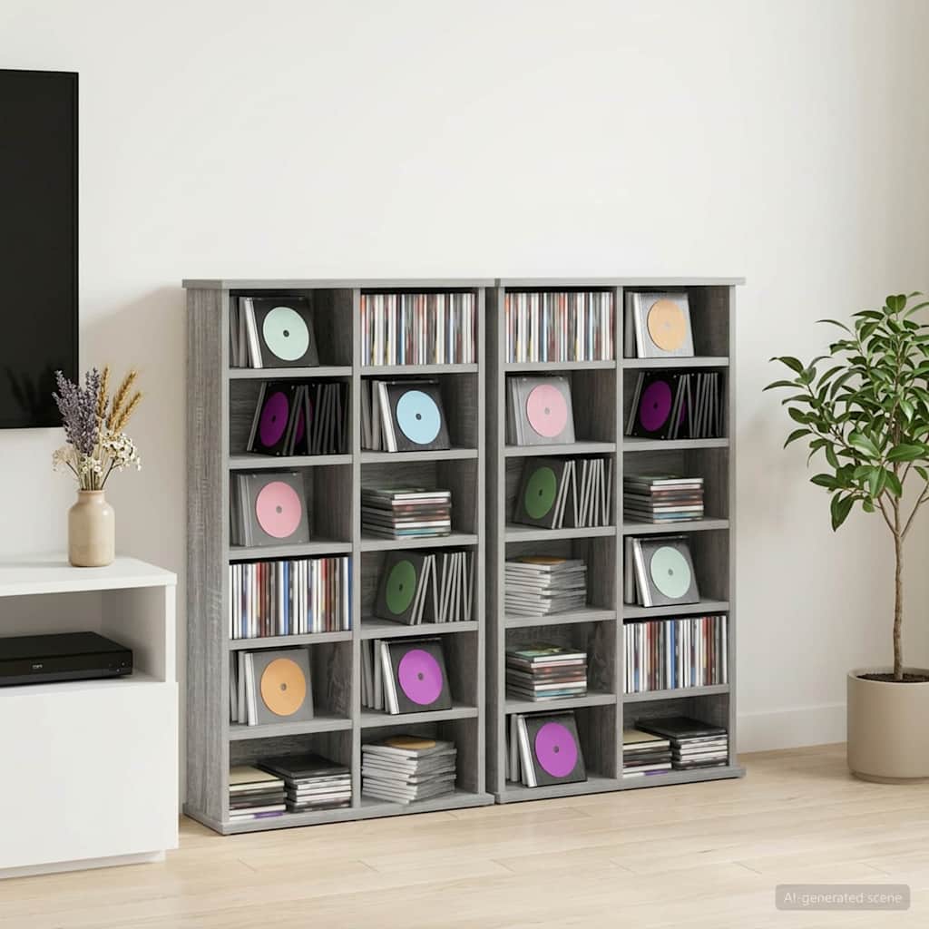 Ντουλάπα CD 2 τμχ. Γκρι Sonoma 60 x 17 x 92 εκ.