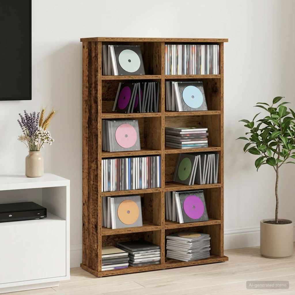 Ντουλάπα CD Παλαιωμένο ξύλο 60 x 17 x 92 εκ. Επεξεργασμένο Ξύλο
