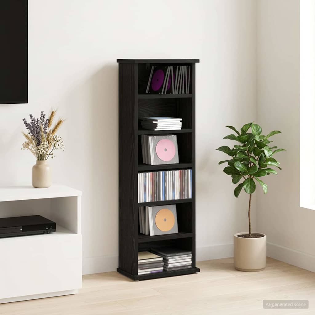 Ντουλάπα CD Μαύρη Δρυς 60 x 17 x 92 εκ. Επεξεργασμένο Ξύλο - Pakobazaar