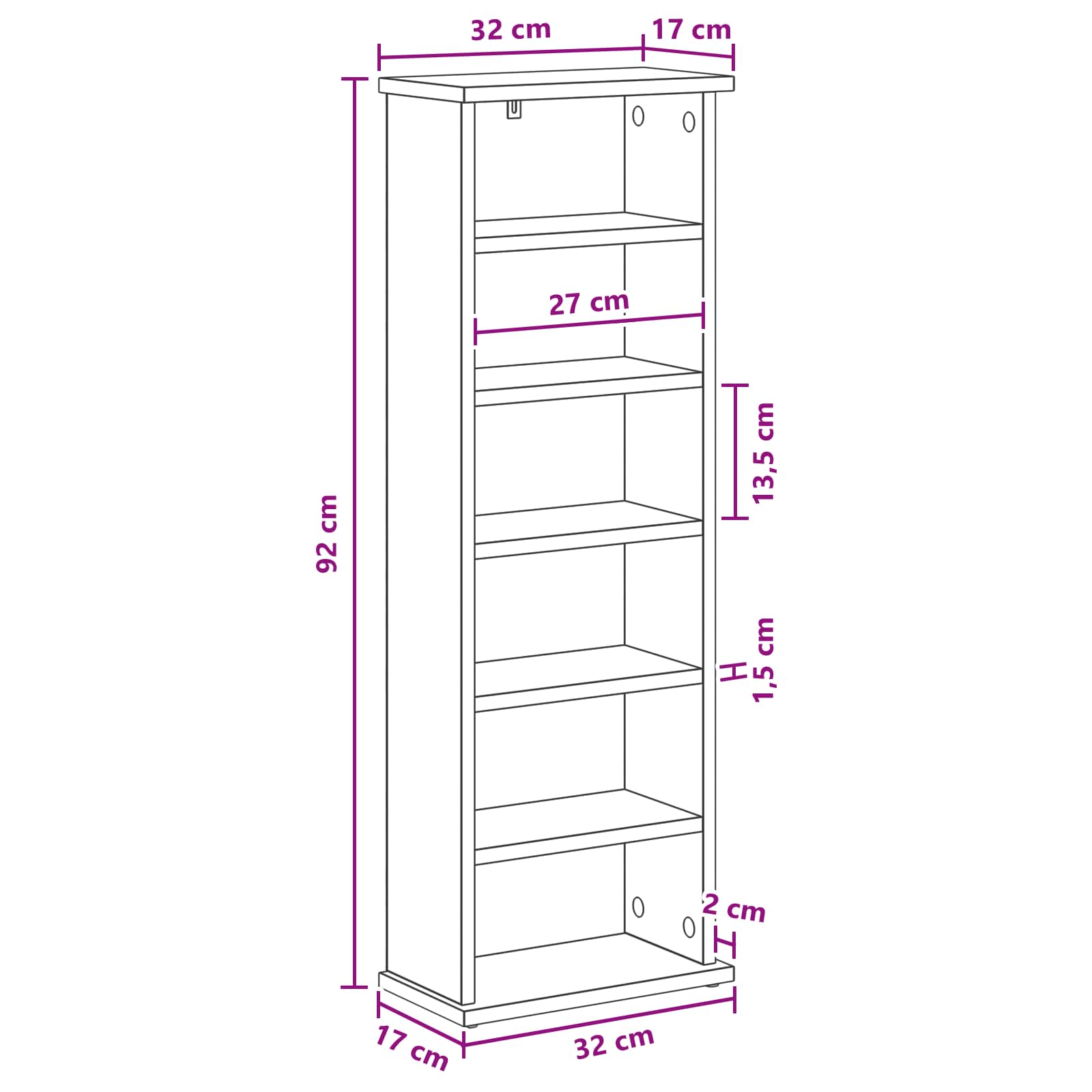 Ντουλάπα CD Sonoma Δρυς 60 x 17 x 92 εκ. Επεξεργασμένο Ξύλο