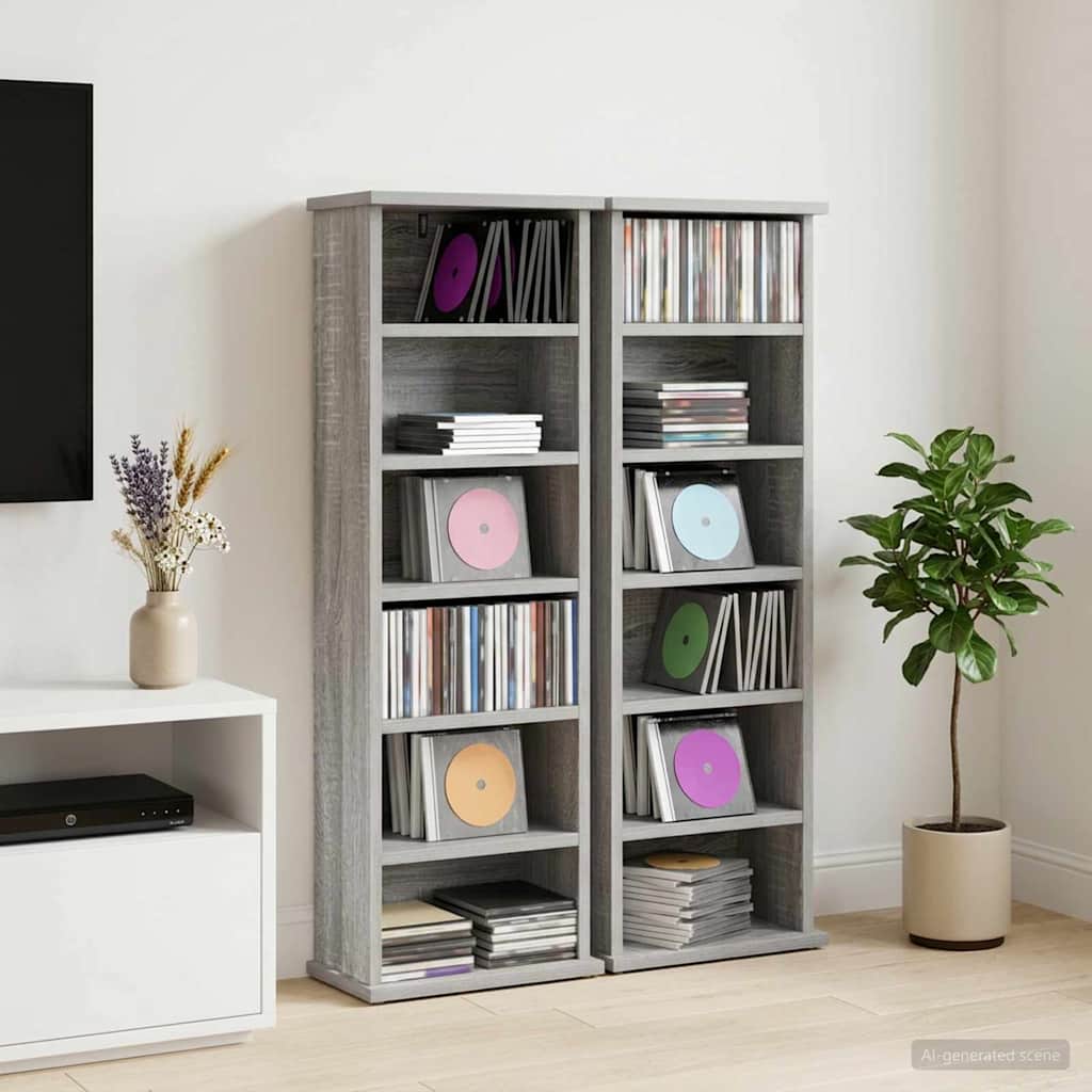 Ντουλάπα CD 2 τμχ. Γκρι Sonoma 60 x 17 x 92 εκ. - Pakobazaar