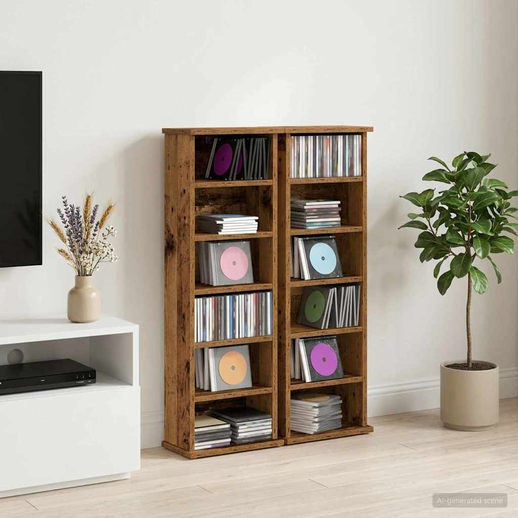 Ντουλάπα CD 2 τμχ. Παλαιωμένο ξύλο 60 x 17 x 92 εκ. - Pakobazaar