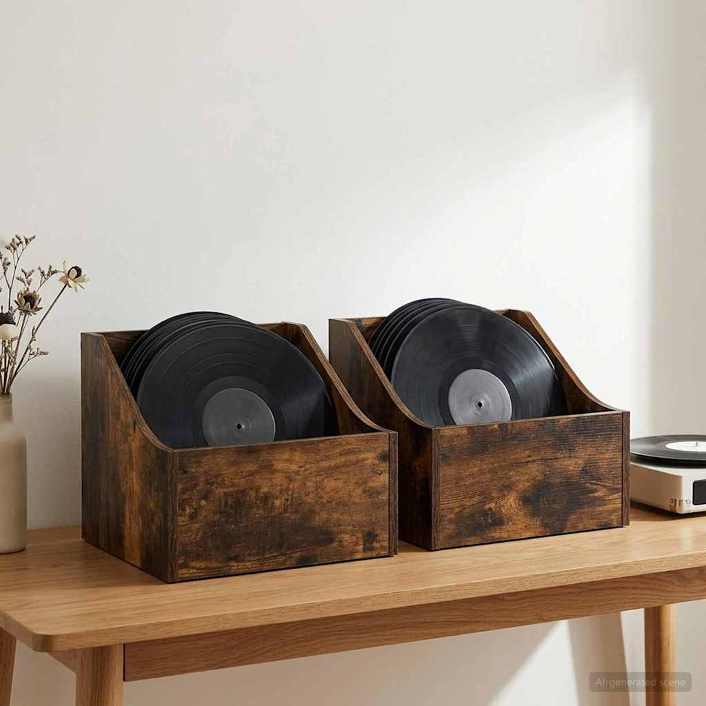 Κουτί LP 2 τμχ. Καπνισμένο Ξύλο Δρυός 37 x 33 x 32 εκ.