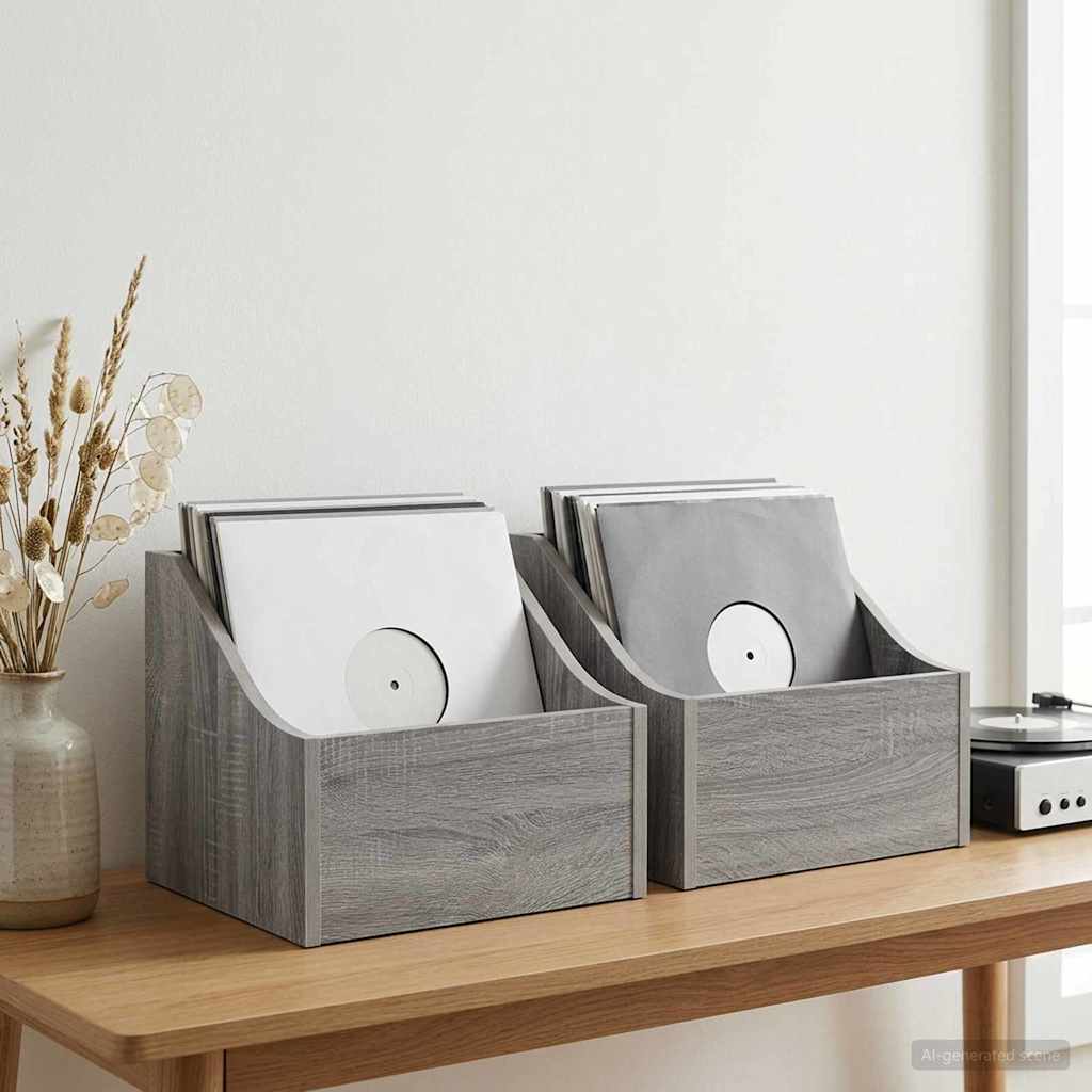 Κουτί LP 2 τμχ. Γκρι Sonoma 37 x 33 x 32 εκ. Επεξεργασμένο Ξύλο - Pakobazaar