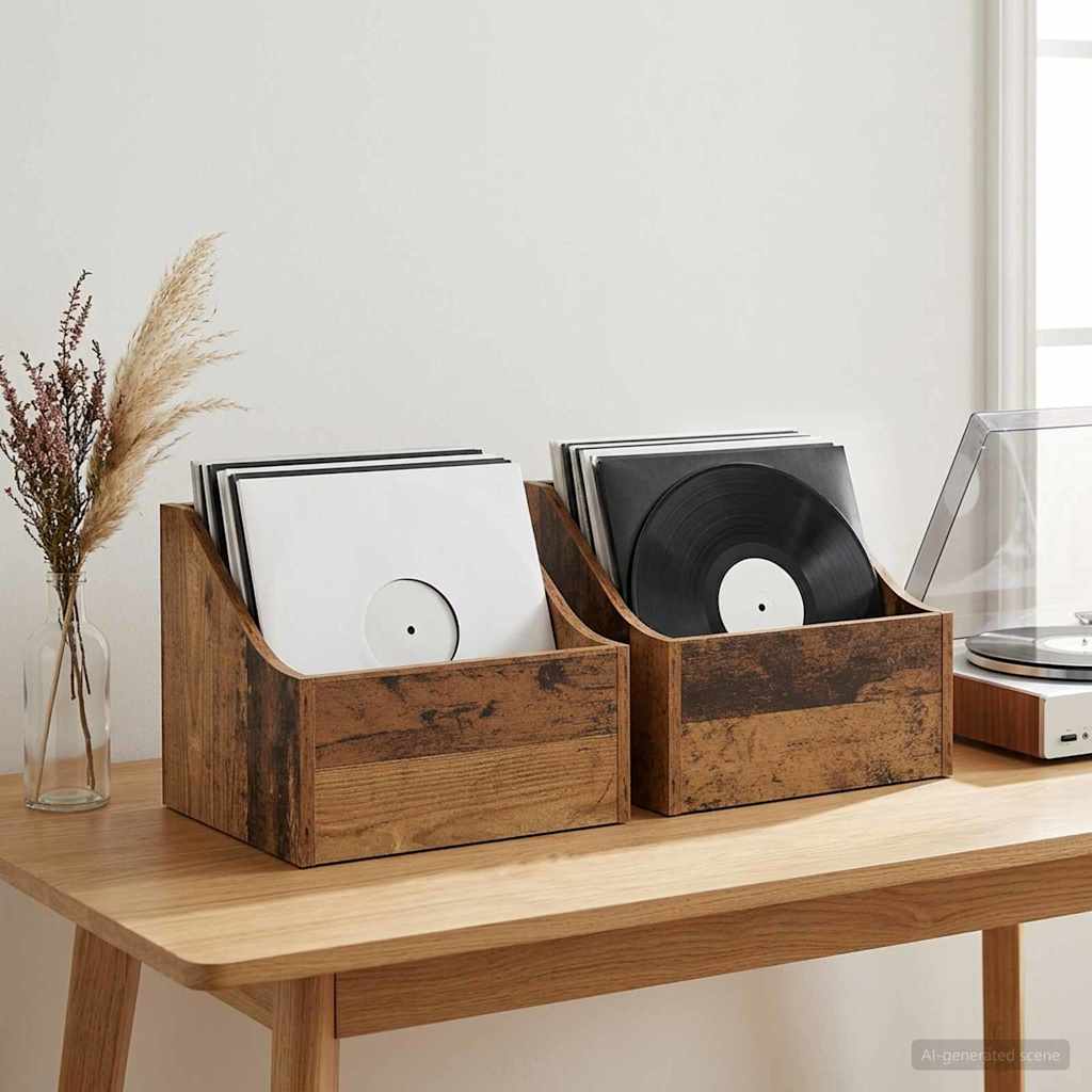 Κουτί LP 2 τμχ. Ξύλο δρυός 37 x 33 x 32 εκ. Επεξεργασμένο Ξύλο