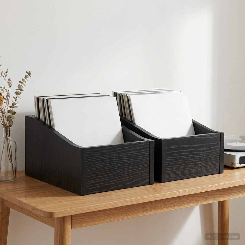 Κουτί LP 2 τμχ. Μαύρη Δρυς 23 x 33 x 16 εκ. Επεξεργασμένο Ξύλο - Pakobazaar