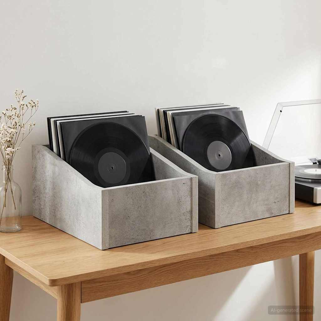 Κουτί LP 2 τμχ. Γκρι Σκυροδέματος 23 x 33 x 16 εκ. - Pakobazaar
