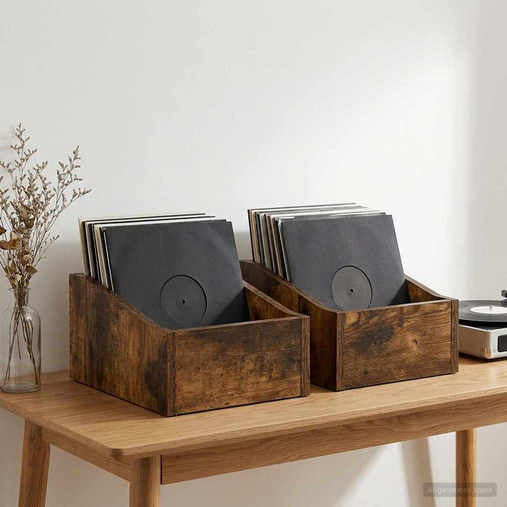 Κουτί LP 2 τμχ. Καπνισμένο Ξύλο Δρυός 23 x 33 x 16 εκ. - Pakobazaar