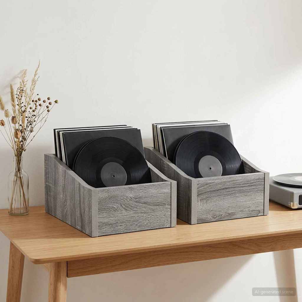 Κουτί LP 2 τμχ. Γκρι Sonoma 23 x 33 x 16 εκ. Επεξεργασμένο Ξύλο - Pakobazaar