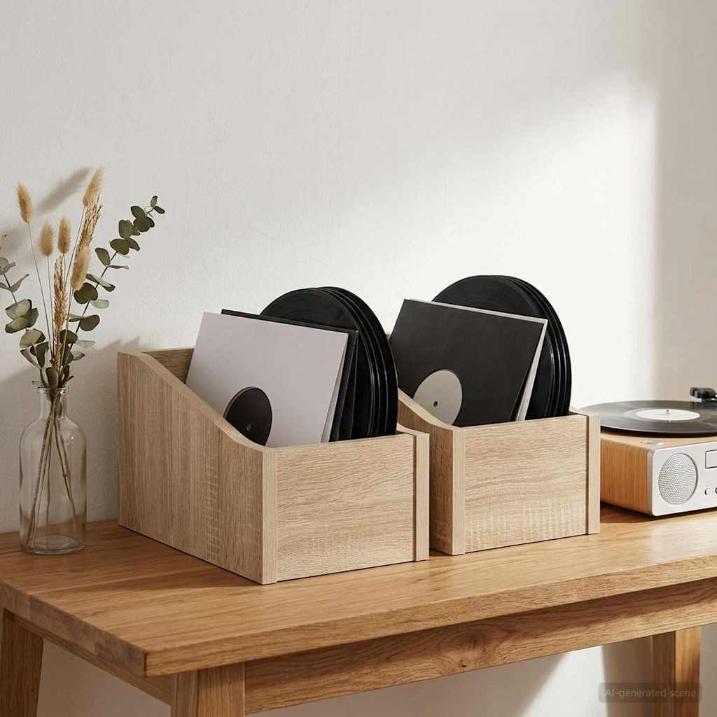 Κουτί LP 2 τμχ. Sonoma Δρυς 18 x 32 x 18 εκ. Επεξεργασμένο Ξύλο - Pakobazaar