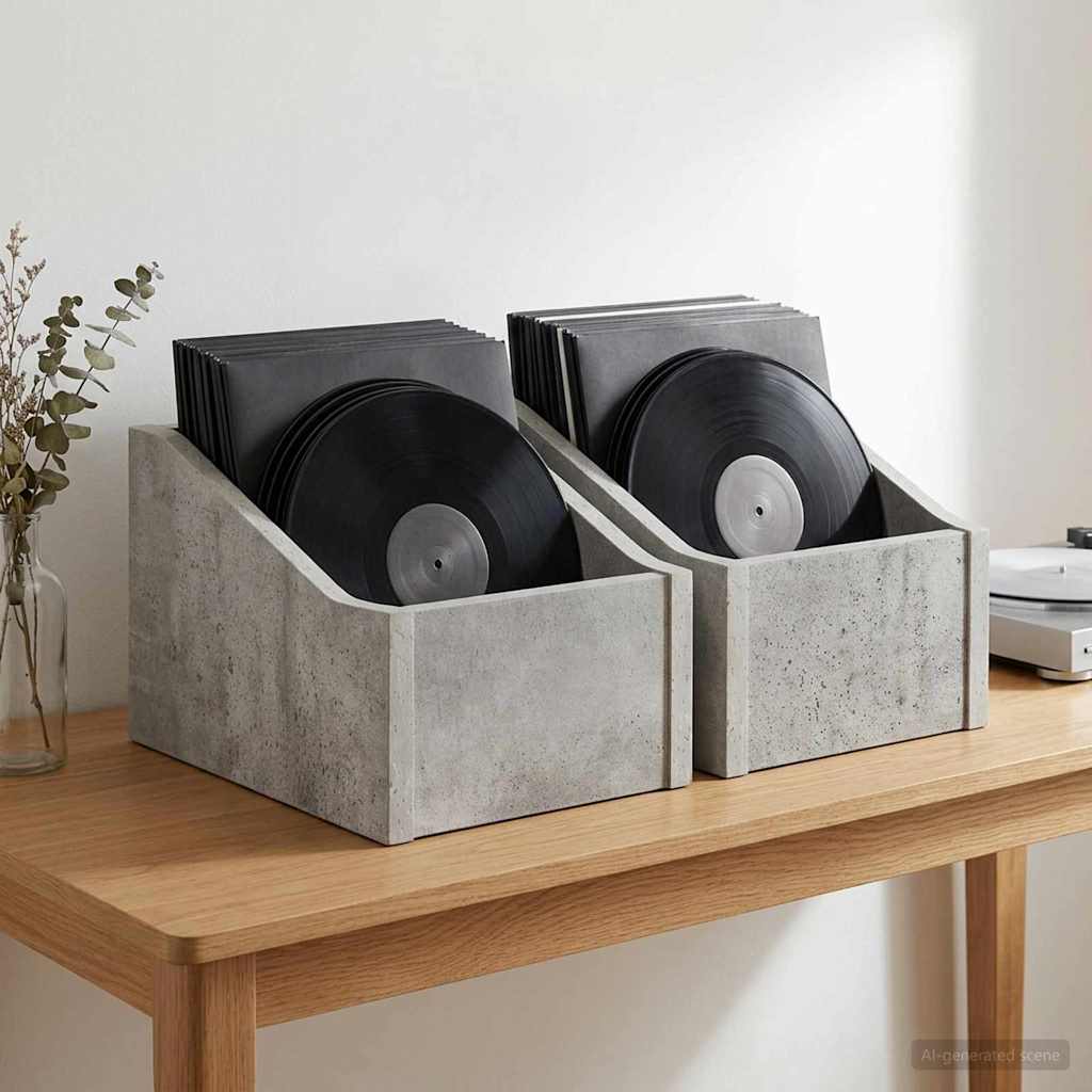 Κουτί LP 2 τμχ. Γκρι Σκυροδέματος 18 x 32 x 18 εκ. - Pakobazaar