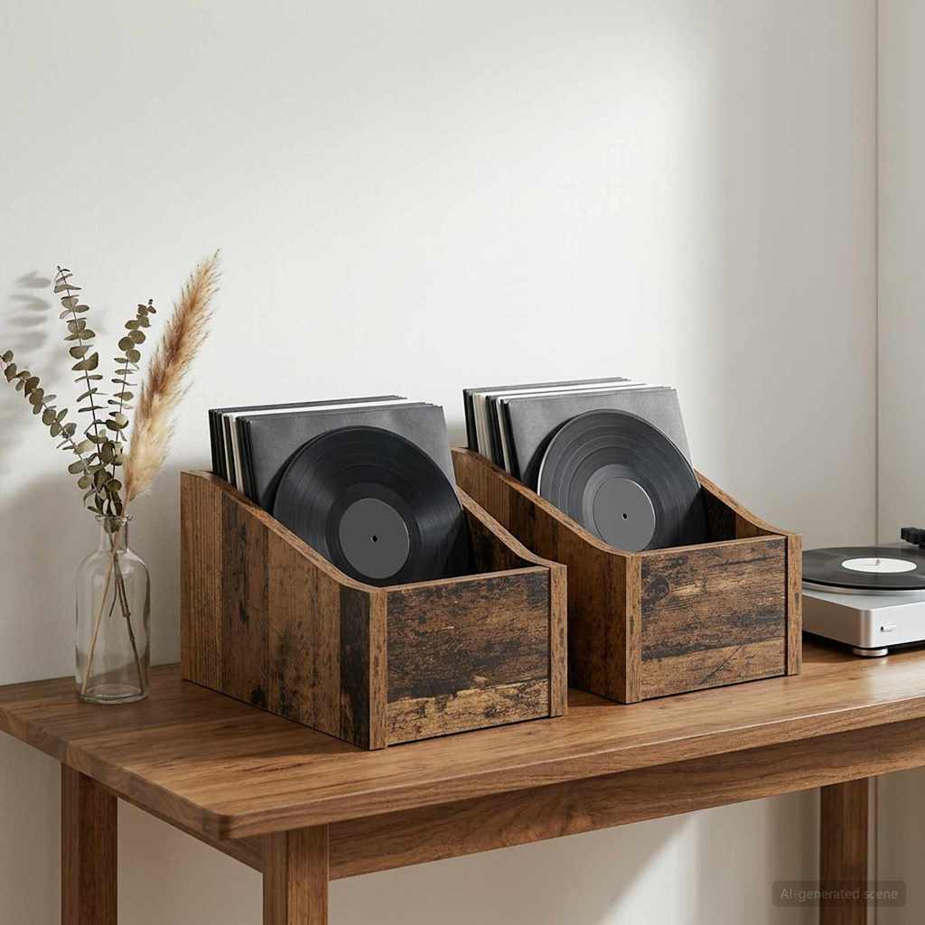 Κουτί LP 2 τμχ. Ξύλο δρυός 18 x 32 x 18 εκ. Επεξεργασμένο Ξύλο