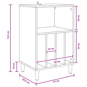Ράφι Πικάπ Μαύρη Δρυς 47 x 39,5 x 74,5 εκ. Επεξεργασμένο Ξύλο
