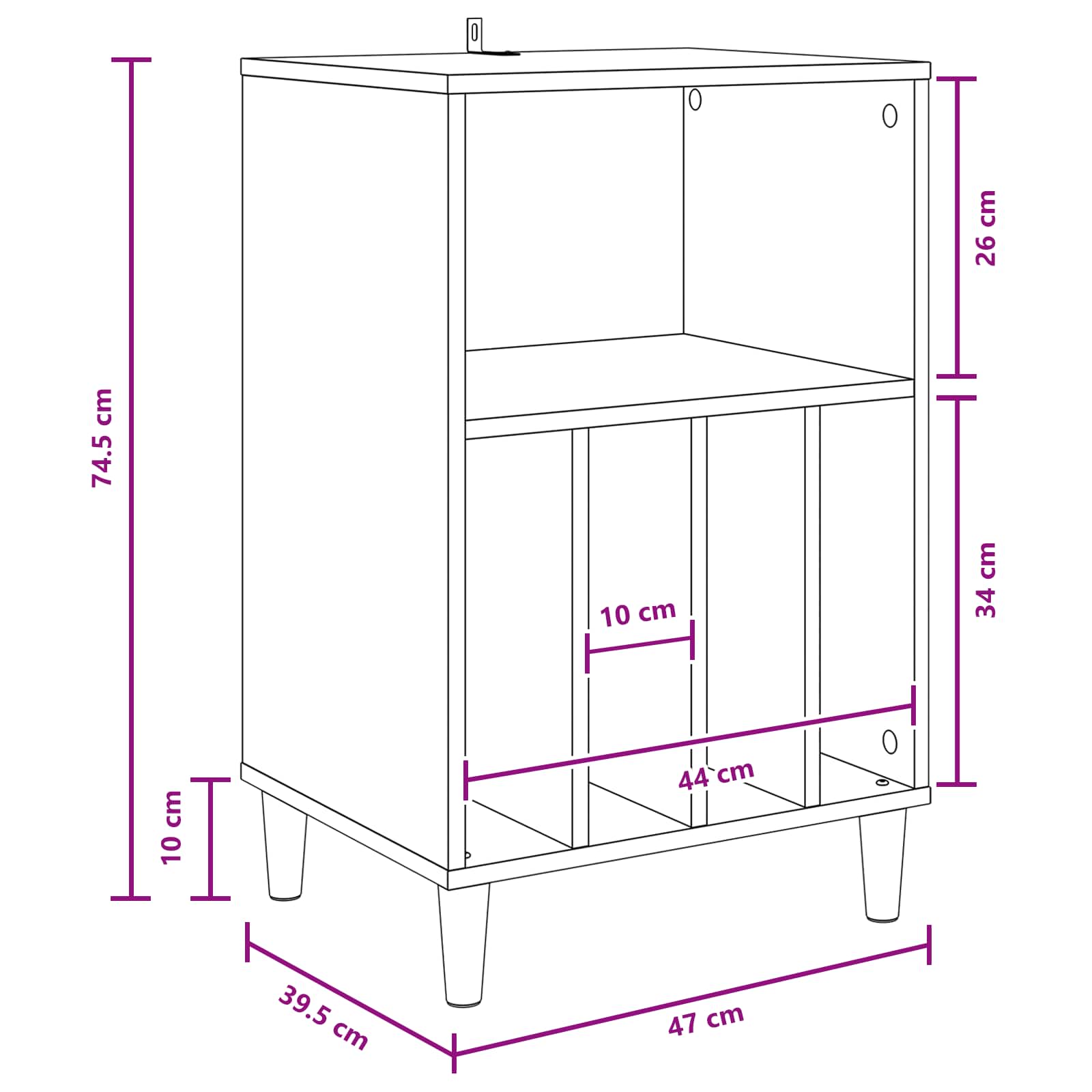 Ράφι Πικάπ Ξύλο δρυός 47 x 39,5 x 74,5 εκ. Επεξεργασμένο Ξύλο