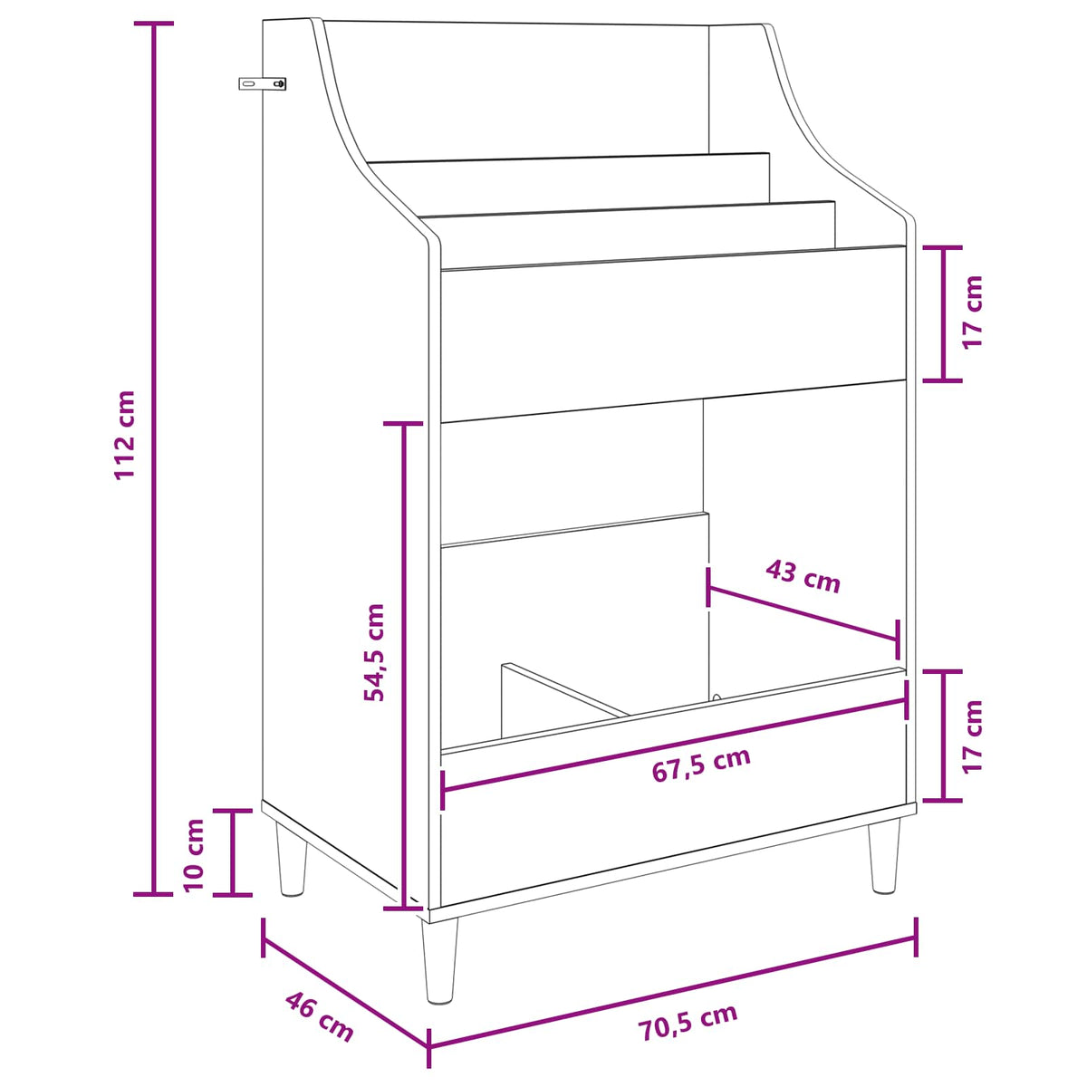 Ράφια Μέσων Γκρι Σκυροδέματος 70,5 x 46 x 112 εκ.