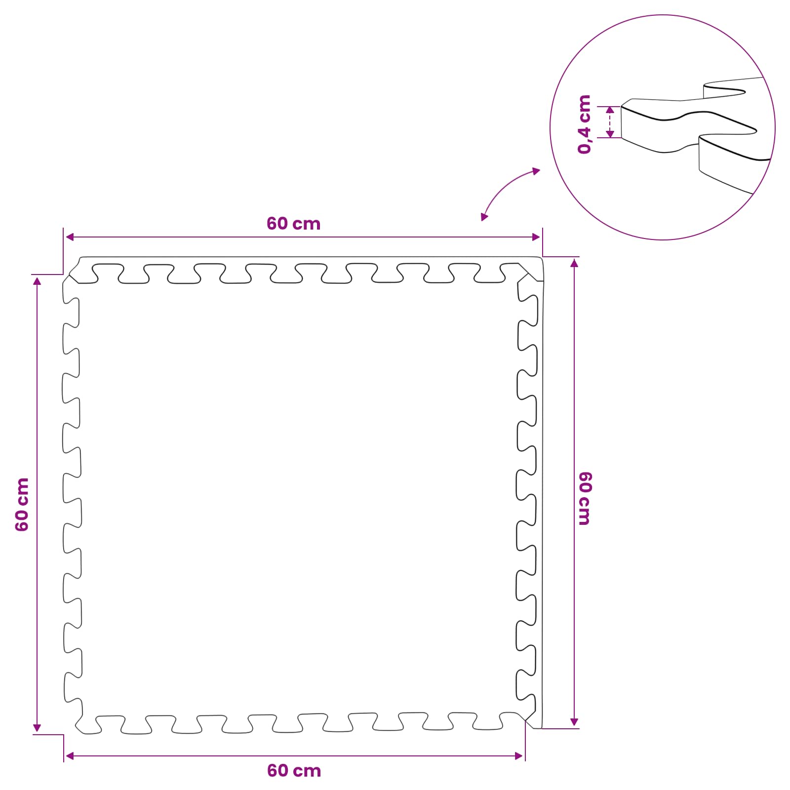 Πατάκια 12 pcs Γκρι 4,32 m² Φελιζόλ EVA