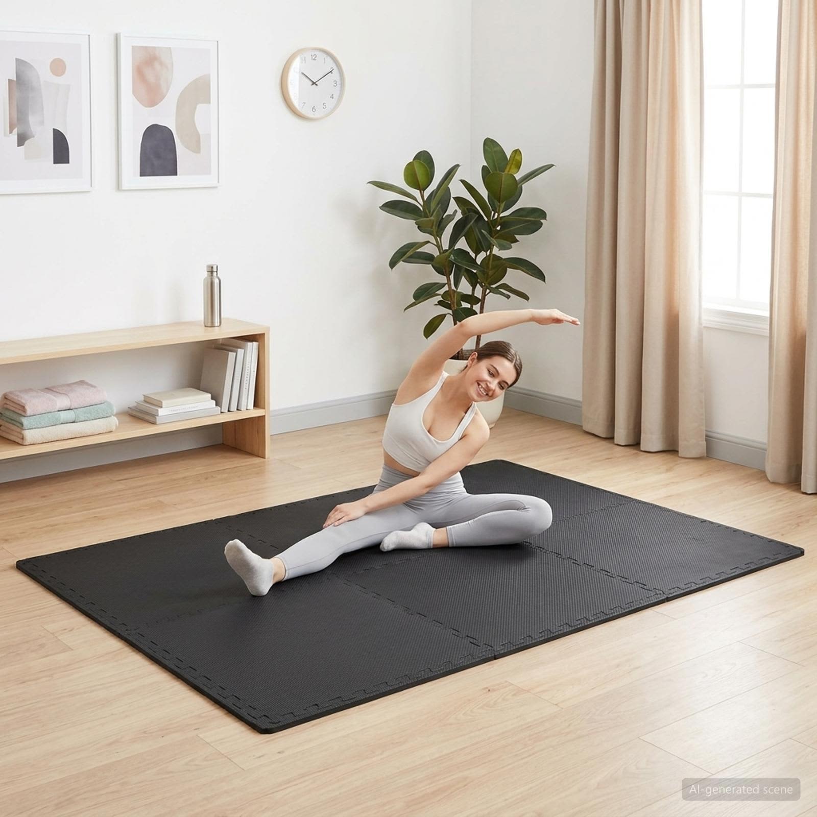 Πατάκια 24 pcs Μαύρο 8,64 m² Φελιζόλ EVA