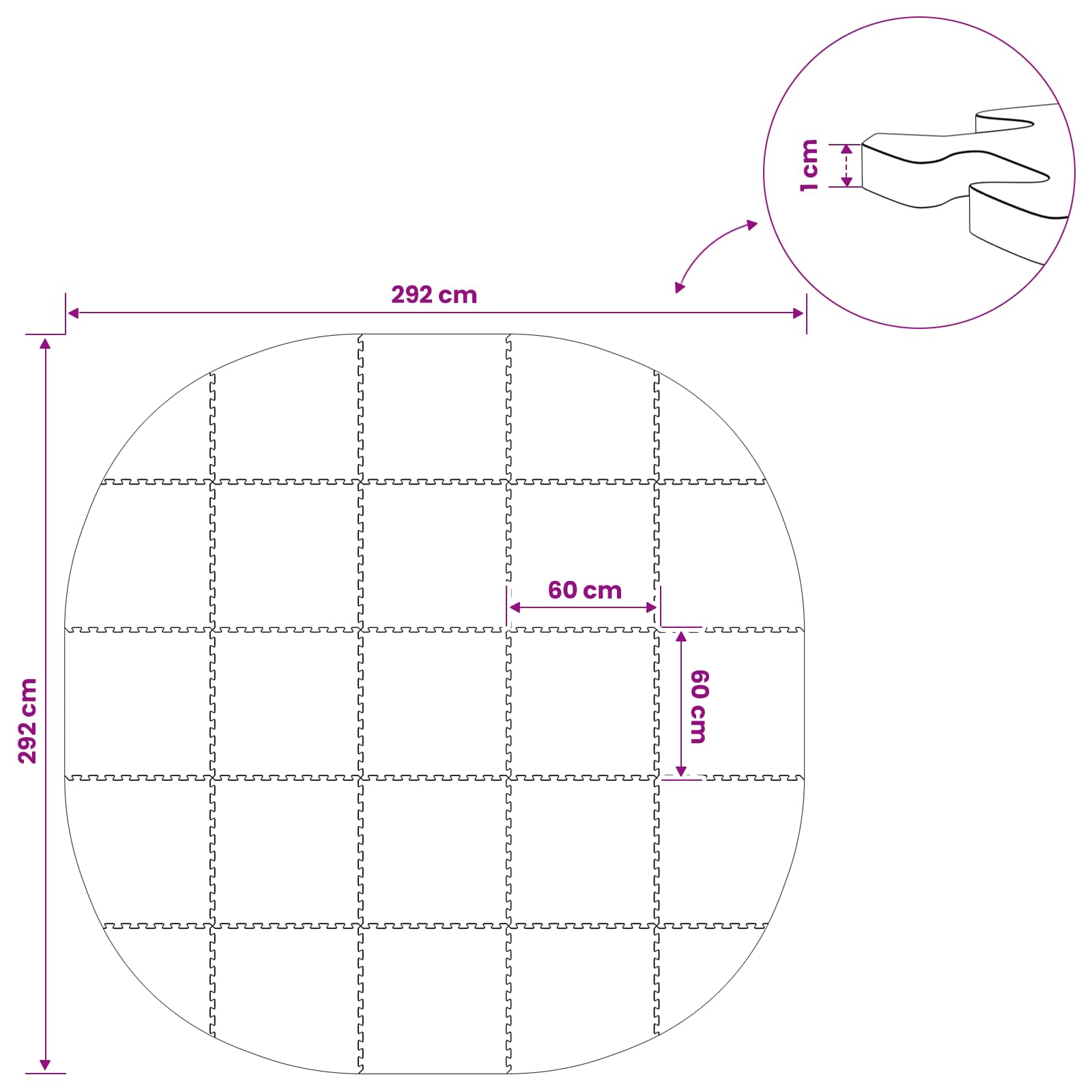 Χαλάκι για Πισίνα 25 τμχ. Ø 292 cm Γύρος Φελιζόλ EVA Γκρι