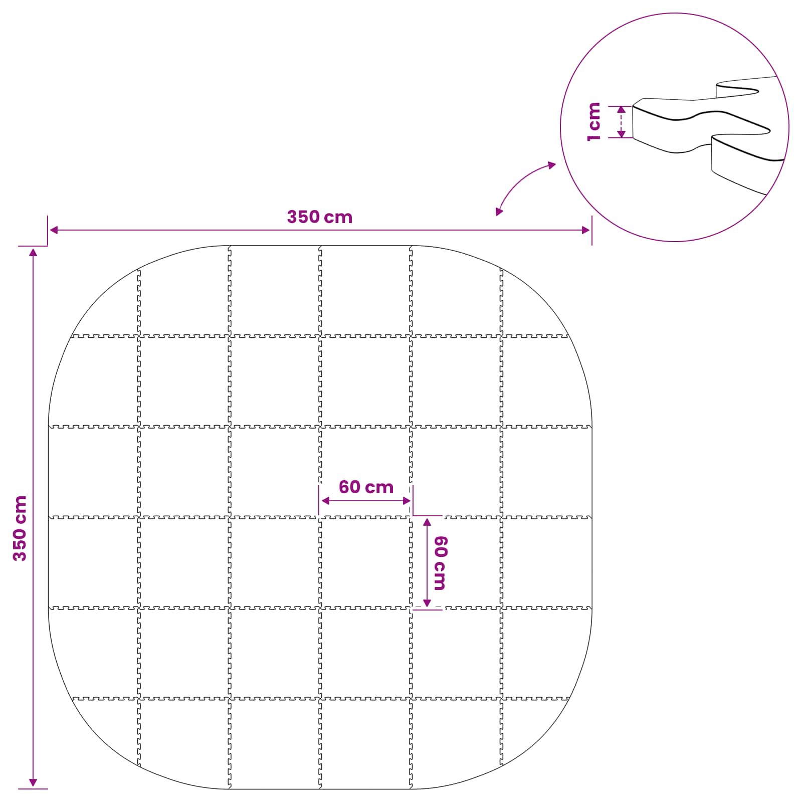 Χαλάκι για Πισίνα 36 τμχ. Ø 350 cm Γύρος Φελιζόλ EVA Μπλε